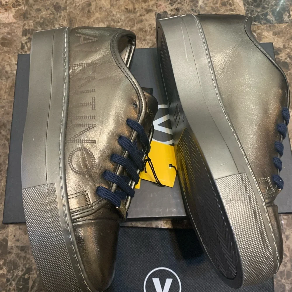 Valentino by Mario Valentino Dalia Luxe Platform Sneakers Pewter SZ 10 Brand New - Picture 8 of 16